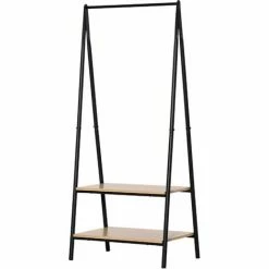 HOMCOM 2-Tier Garment Rack Storage Shelves Metal Coat Shoes Clothes Stand