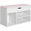 HOMCOM Wooden Shoes Cabinet Bench Hidden Storage Padded Seat Organiser White