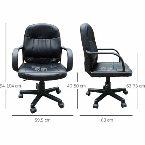 HOMCOM PU Leather Office Chair Swivel Home Mid-Back Computer Desk Chair, Black