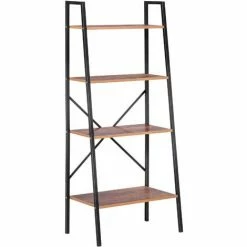 HOMCOM 4-Tier Minimalistic Ladder Shelf Unit Steel Frame Home Display Storage