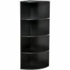 HOMCOM 4 Tier Wood Corner Shelf Unit Freestanding Fan Bookshelf Plants Stand