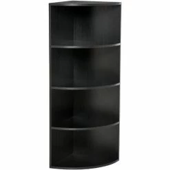 HOMCOM 4 Tier Wood Corner Shelf Unit Freestanding Fan Bookshelf Plants Stand