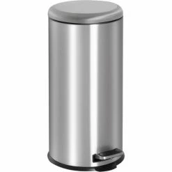 HOMCOM Foot Pedal Bin Stainless Steel Metal Waste Rubbish Lid Kitchen Garbage