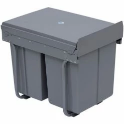 HOMCOM Recycle Waste Bin 40L Sorter Kitchen Recycle Waste Bin Pull ABS Silver