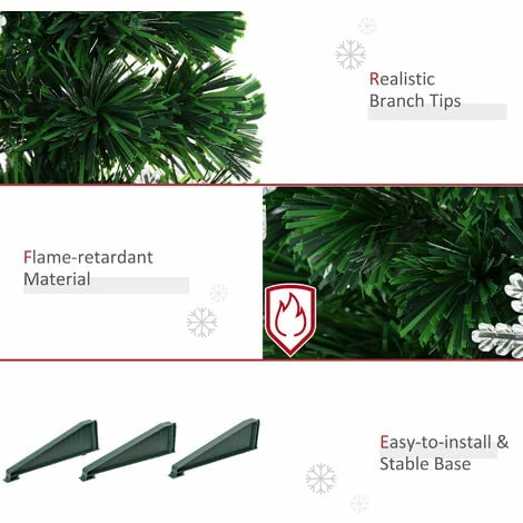 HOMCOM 3FT Green Fiber Optic Full Lights Christmas Tree Multi LED Stars