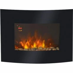 HOMCOM Led Curved Glass Electric Wall Mounted Fire Place Fireplace Heater