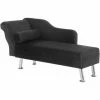HOMCOM Black Velvet Chaise Longue Sofa Day Bed With Bolster Cushion New