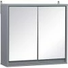 HOMCOM Wall Mounted Mirror Cabinet With Storage Shelf Bathroom Cupboard Grey