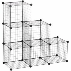HOMCOM DIY 6 Cube Metal Wire Rack Interlocking Storage Cabinet Organiser Display