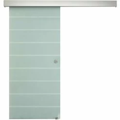 HOMCOM 90cm Sliding Glass Door Set Frosted Stripe W/ Handle Living Room Office