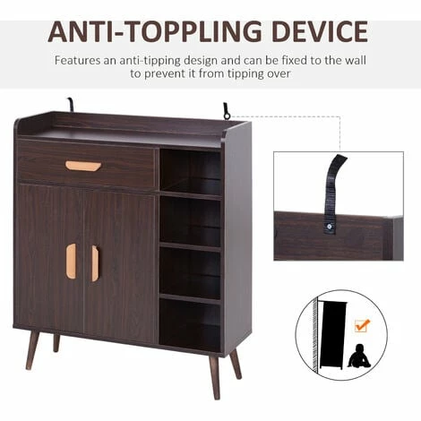 HOMCOM Side Cabinet Storage Unit Home Furniture Sideboard Organiser Walnut