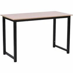 HOMCOM Computer Desk Dining Table Writing Table With Metal Frame, Black
