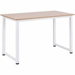 HOMCOM Computer Desk Dining Table Writing Table With Metal Frame, White