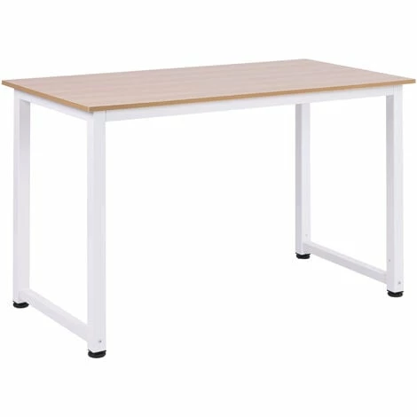 HOMCOM Computer Desk Dining Table Writing Table with Metal Frame, White