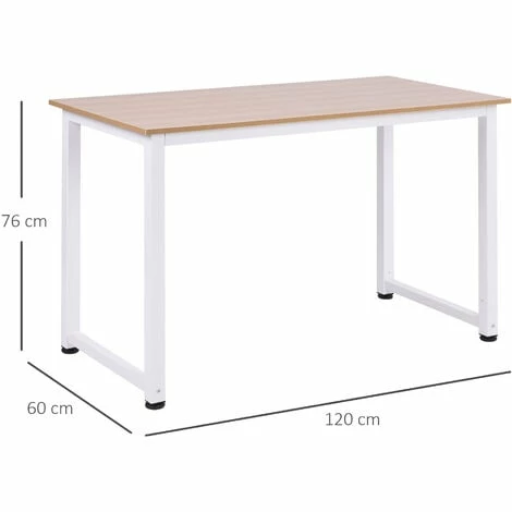 HOMCOM Computer Desk Dining Table Writing Table with Metal Frame, White