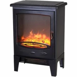 HOMCOM Electric Heater Safe Fireplace Freestanding W/Artificial Flame Effect