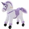 HOMCOM Kids Plush Ride-On Unicorn Walking Horse Toy W/Realistic Sound Handlebar