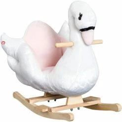 HOMCOM Ride On Cute Rocking Swan Soft Seat With High Back Sound White