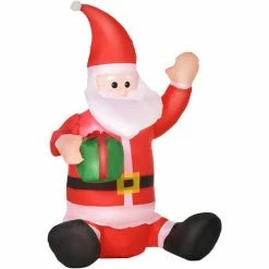 HOMCOM 4FT LED Inflatable Santa Claus Outdoor Christmas Decoration Fun