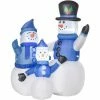 HOMCOM Inflatable Snowman Family Decoration W/ LED Lights Christmas Seasonal Fun