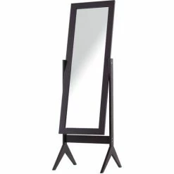 HOMCOM Freestanding Dressing Mirror 148x47cm Adjustable Angle Dark Brown Frame