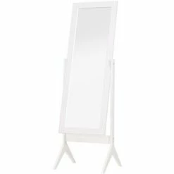 HOMCOM Freestanding Dressing Mirror 148x47cm Adjustable Angle White Frame Home
