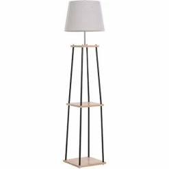 HOMCOM Modern Shelf Floor Lamp Standing Light W/ 2-Tier Shelves For Living Room