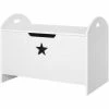 HOMCOM Kids Wooden Toy Children Box Storage Organizer Side Handle White