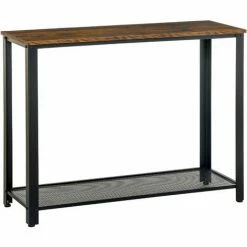 HOMCOM 2-Tier Console Table Side Table W/ Mesh Shelf Entryway Hallway Furniture