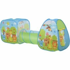 HOMCOM 3-in-1 Pop-Up Tent Tunnel Play House Colourful Animal Design Folding