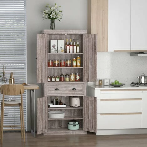 HOMCOM Freestanding Pantry Cupboard Storage Cabinet Home Organizer Furniture