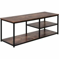 HOMCOM Industrial TV Stand Cabinet W/ Storage&2 Shelves Metal Frame Living Room