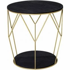 HOMCOM Wood Metal Coffee Table W/ Storage Sofa End Side Bedside Table Bedroom