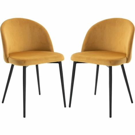 HOMCOM Modern Upholstered Fabric Bucket Seat Dining Chairs Set of 2 Camel