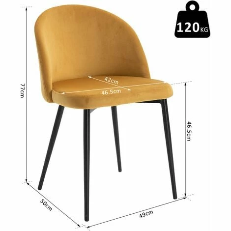 HOMCOM Modern Upholstered Fabric Bucket Seat Dining Chairs Set of 2 Camel