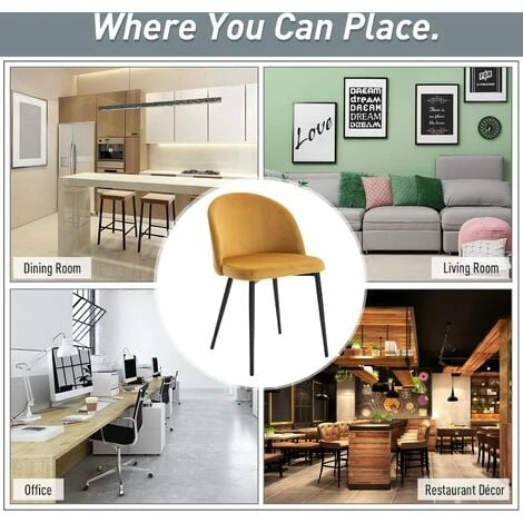 HOMCOM Modern Upholstered Fabric Bucket Seat Dining Chairs Set of 2 Camel