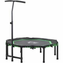 HOMCOM Foldable Trampoline Bouncer Jumper Adjust Handle For Adult Kids - Green