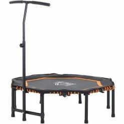HOMCOM Foldable Trampoline Bouncer Jumper Adjust Handle For Adult Kids - Orange