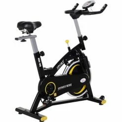HOMCOM Stationary Exercise Bike, With 10KG Flywheel, Phone Holder - Yellow