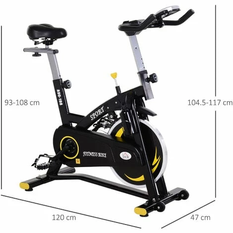 HOMCOM Stationary Exercise Bike, with 10KG Flywheel, Phone Holder - Yellow