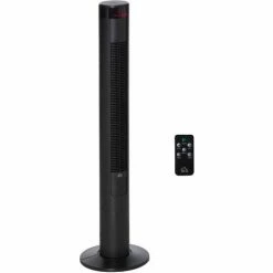 HOMCOM Oscillating Tower Fan Remote Control 3 Speed Modes Cooling Machine Black
