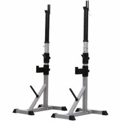 HOMCOM Adjust Pair Of Barbell Squat Racks Stand Weight Lifting Bench Press Gym