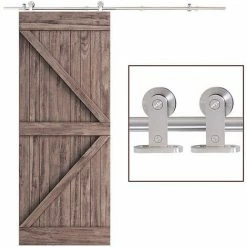 HOMCOM Modern Sliding Barn Door Closet Hardware Track Kit Track System Unit