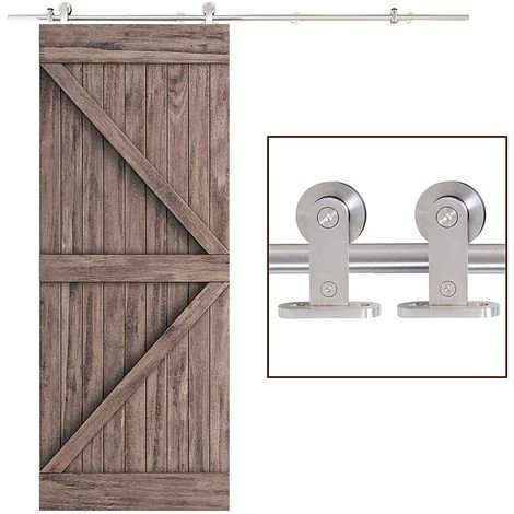 HOMCOM Modern Sliding Barn Door Closet Hardware Track Kit Track System Unit