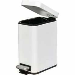 HOMCOM 5L Steel Waste Trash Can Pedal Rubbish Garbage Storage Bucket White