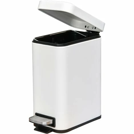 HOMCOM 5L Steel Waste Trash Can Pedal Rubbish Garbage Storage Bucket White