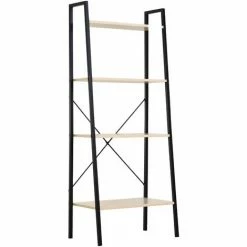 HOMCOM 4-Tier Minimalistic Ladder Shelf Unit Steel Frame Home Display Storage