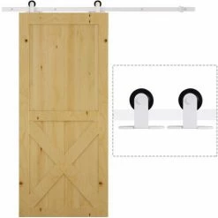 HOMCOM 6FT Steel Sliding Barn Door Hardware Track Kit Rail Roller Track System