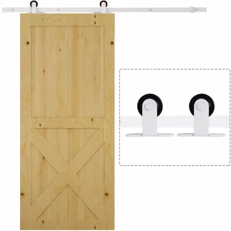 HOMCOM 6FT Steel Sliding Barn Door Hardware Track Kit Rail Roller Track System