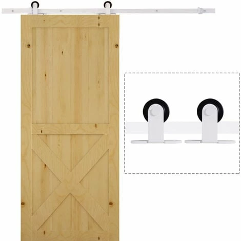 HOMCOM 6FT Steel Sliding Barn Door Hardware Track Kit Rail Roller Track System